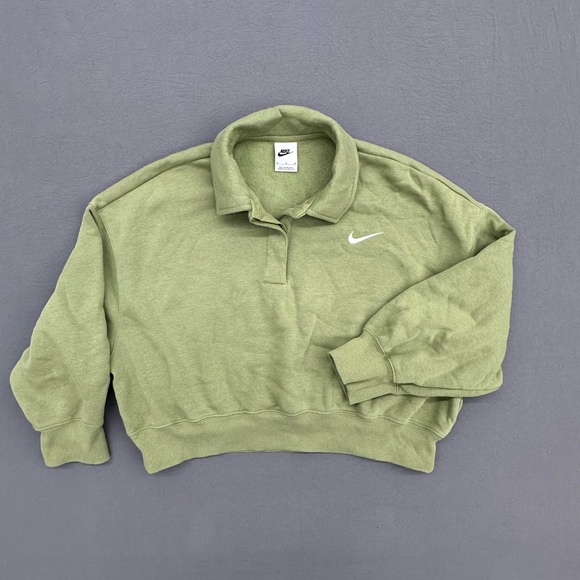 Nike Tops - Nike Sage Green Cropped Polo Sweatshirt